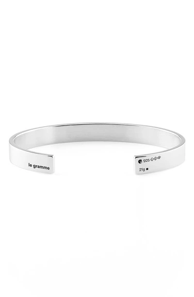 Le Gramme Sterling Silver Le 21g Polished Ribbon Bracelet In Silver