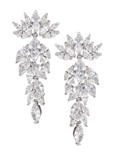 Shop Eye Candy La Women's Luxe Diana Rhodium Plated & Cubic Zirconia Drop Earrings In Brass