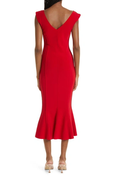 Shop Norma Kamali Grace Midi Trumpet Dress In Red