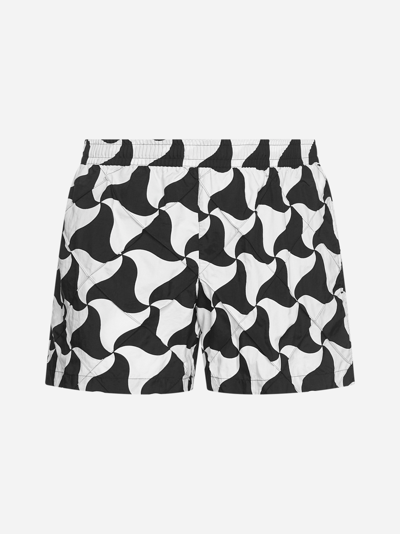 Shop Bottega Veneta Wavy Triangle Print Swim Shorts