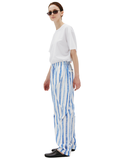 Shop Undercover Cotton Striped Trousers In White