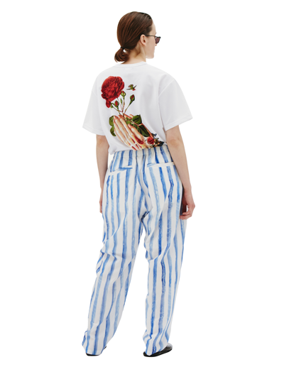 Shop Undercover Cotton Striped Trousers In White