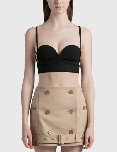 Shop Burberry Knitted Bra Top In Black