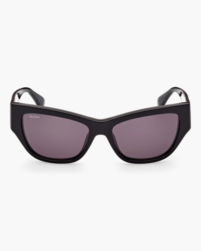 Shop Max Mara Geometric Sunglasses In Burgundy/grey