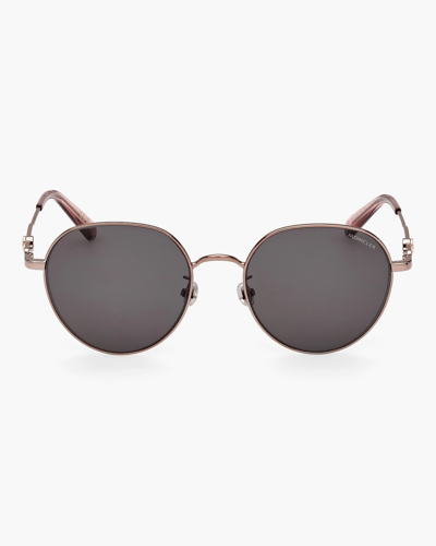 Shop Moncler Round Sunglasses In Grey/tan