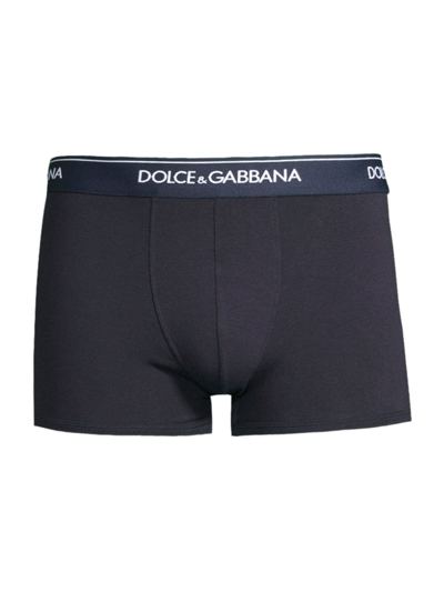 Shop Dolce & Gabbana Men's Day By Day 2-pack Stretch Cotton Boxer Briefs In Dark Blue