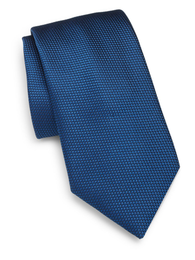 Shop Charvet Men's Micro Pattern Silk Tie In Medium Blue