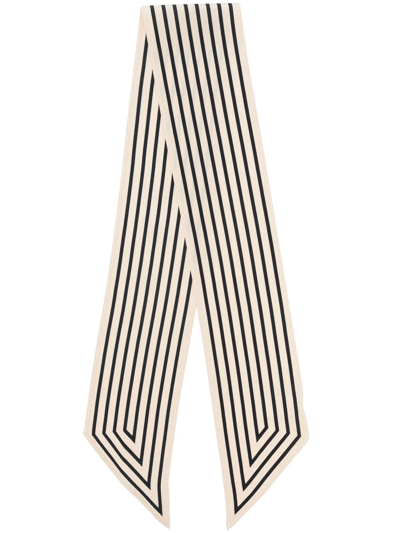Shop Totême Striped Silk Ribbon Scarf In Neutrals
