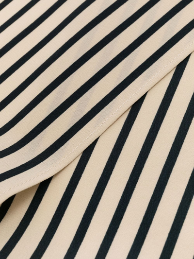 Shop Totême Striped Silk Ribbon Scarf In Neutrals