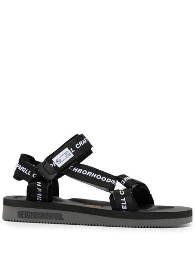 Shop Suicoke X Neighborhood Logo-strap Sandals In Schwarz