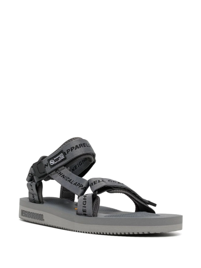 Shop Suicoke X Neighborhood Logo-strap Sandals In Grau