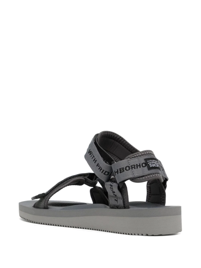 Shop Suicoke X Neighborhood Logo-strap Sandals In Grau