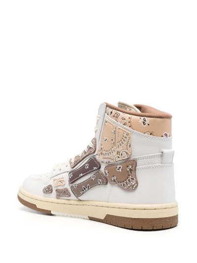 Amiri Skel Top Bandana-print Leather High-top Trainers In Weiss