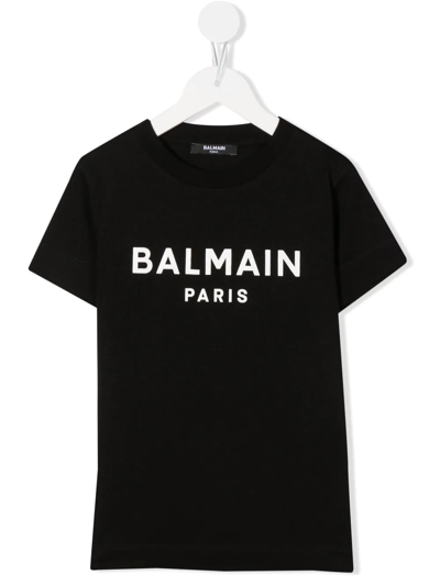 Shop Balmain Logo-print Cotton T-shirt In Schwarz