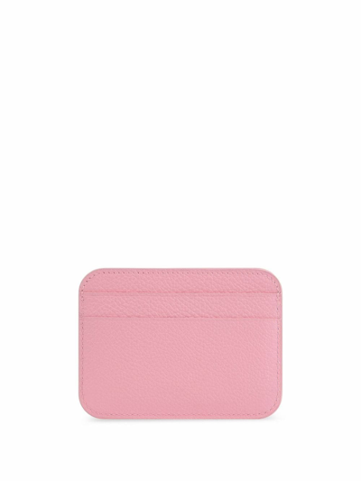 Shop Balenciaga Logo-print Leather Cardholder In Pink
