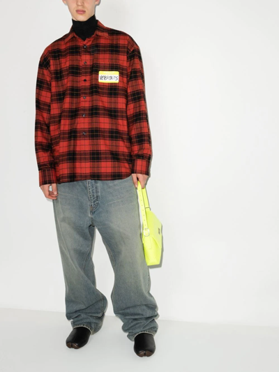 Shop Vetements My Name Is Check-print Flannel Shirt In Red