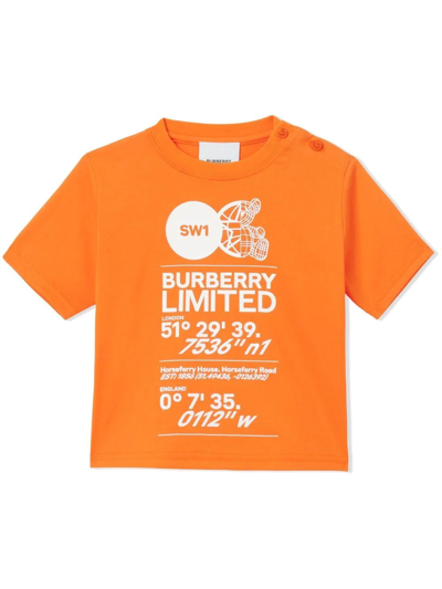 Shop Burberry Montage-print T-shirt In Orange