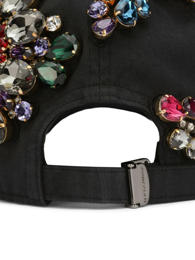 Shop Dolce & Gabbana Dg-logo Rhinestone-embellished Baseball Cap In Black