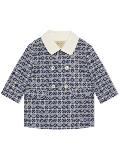 Shop Gucci Gg Monogram-pattern Coat In Blue