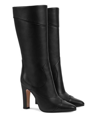 Gucci Pointed Toe Block Heel Boots In Black