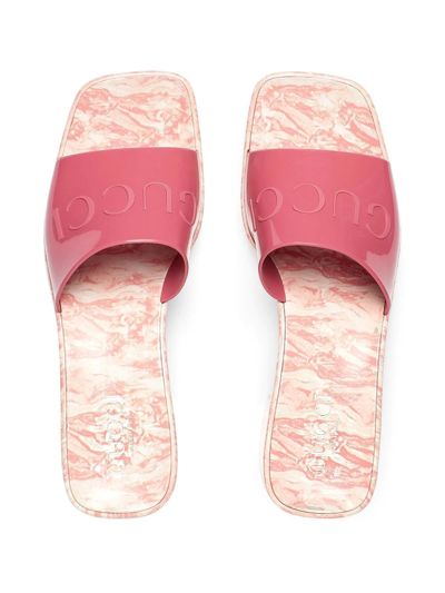 Shop Gucci Marble Sole Logo-embellished Sandals In Pink