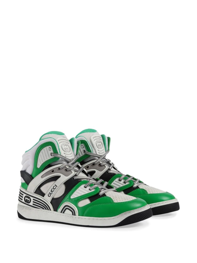Shop Gucci Basket High-top Sneakers In Green