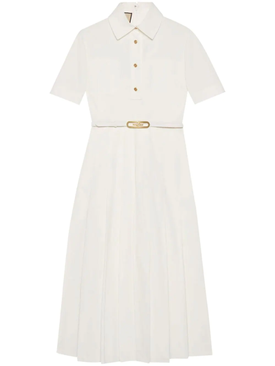 Gucci Cotton Poplin Long Dress In Bianco | ModeSens