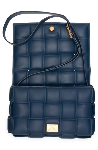 Shop Bottega Veneta Padded Cassette Bag In Deep Blue-gold