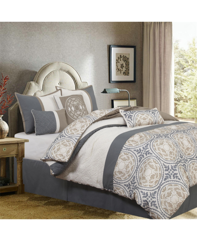 Shop Nanshing Camila 7-piece Comforter Set, Gray/ivory, King In Multi