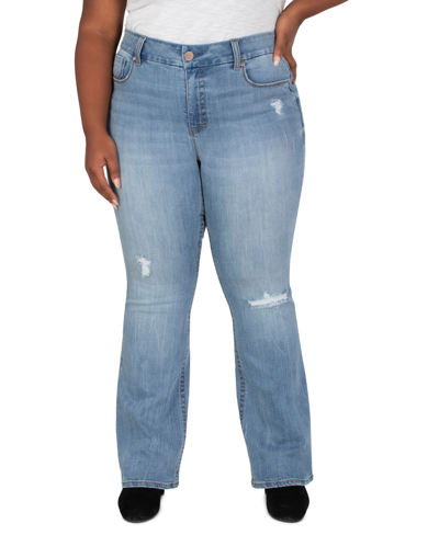 Shop Seven7 Plus Size Tummyless High Rise Flare Jeans In Laguna