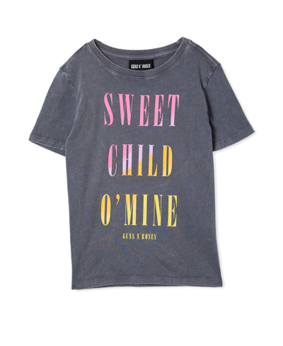 Shop Cotton On Big Girls License Skater Short Sleeve T-shirt In License Bra Guns N Roses Ocean Gray Wash