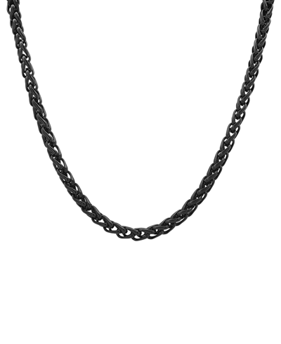 Shop Steeltime Men's Ion Plating Stainless Steel Wheat Chain Necklace In Black