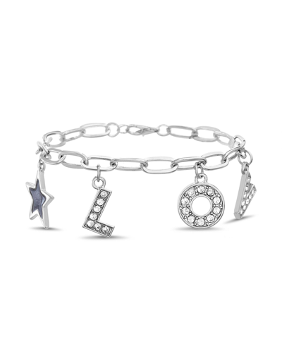 Shop Kensie Silver-tone Love Charm Bracelet In Multi