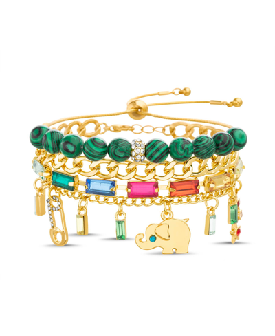 Shop Kensie Mixed Chain Elephant Star Rainbow Charm Beaded Bracelet Set In Multi