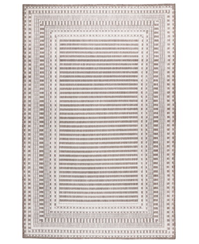 Liora Manne Malibu Etched Border 7'10" X 9'10" Outdoor Area Rug In Beige
