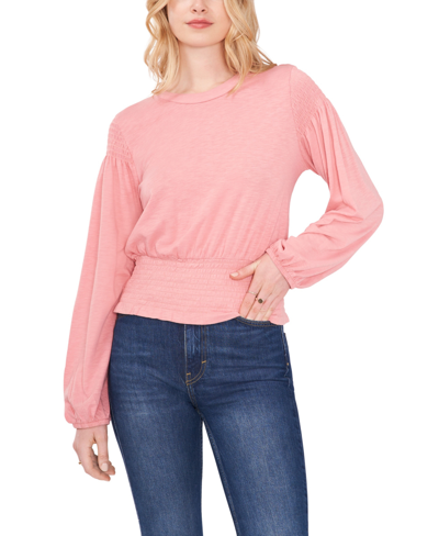 Shop 1.state Women's Smocked Shoulder And Waist Bubble Sleeve Top In Blush