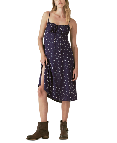 Shop Lucky Brand Women's Printed Slip Dress In Navy Multi