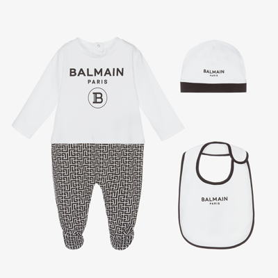 Shop Balmain White & Black Babygrow Set