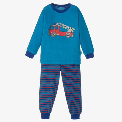 Shop Playshoes Boys Blue Towelling Pyjamas