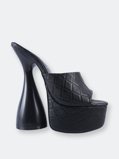 Shop London Rag Oomph Quilted High Heeled Platform Sandals In Black