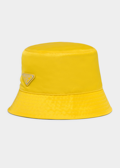 Shop Prada Recycled Nylon Bucket Hat In F0010 Giallo