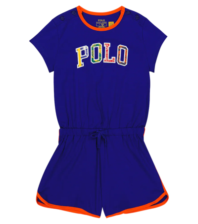 Shop Polo Ralph Lauren Logo Cotton Jersey Playsuit In Heritage Royal