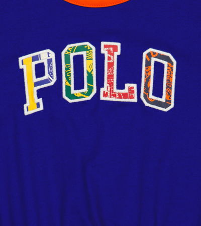 Shop Polo Ralph Lauren Logo Cotton Jersey Playsuit In Heritage Royal