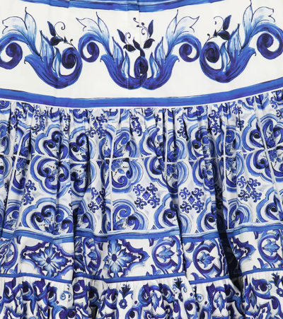 Shop Dolce & Gabbana Printed Cotton Skirt In Tris Maioliche F.bco