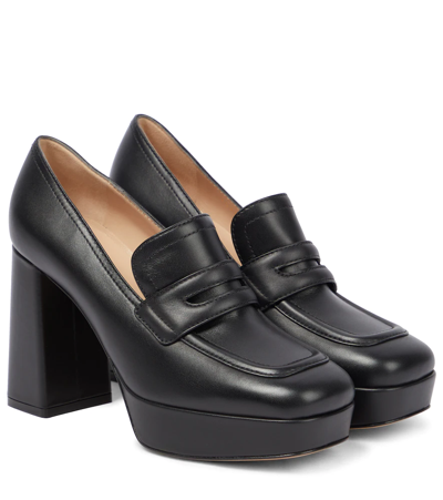 Shop Gianvito Rossi Leather Loafer Pumps In Black