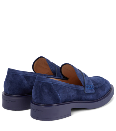 Shop Gianvito Rossi Harris Suede Loafers In Navy
