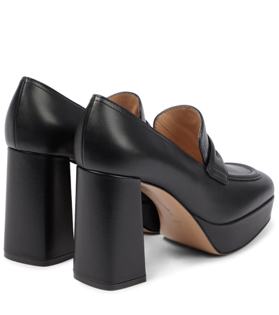 Gianvito Rossi Patent Platform Penny Loafers In Black