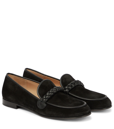 Shop Gianvito Rossi Belem Suede Loafers In Black+black