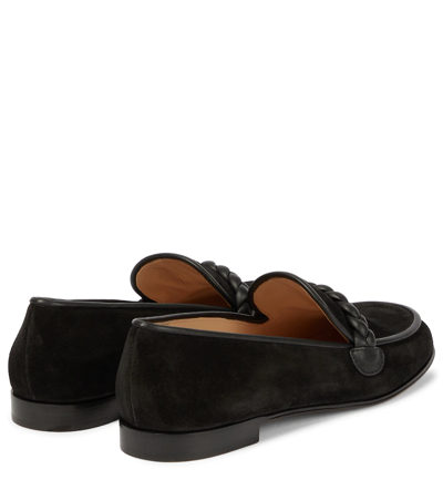 Shop Gianvito Rossi Belem Suede Loafers In Black+black