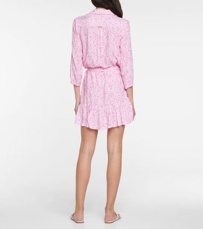 Shop Heidi Klein Printed Ruffled Shirt Dress In Rose Embers